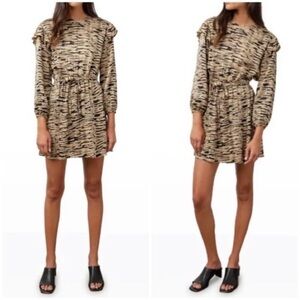 NWT RAILS Ora Ruffle Long Sleeve Minidress In Canyon